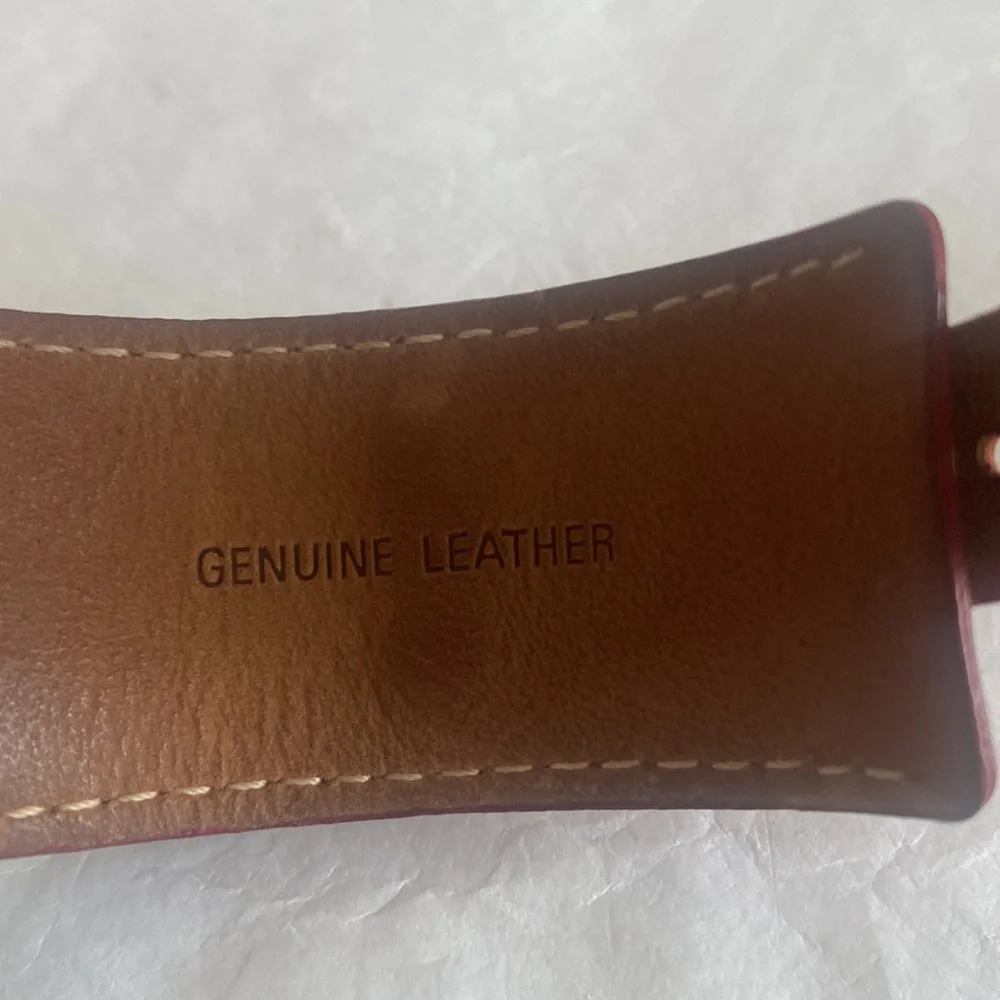 GUESS Red Leather Silver Tone Wrist Watch $130 EUC